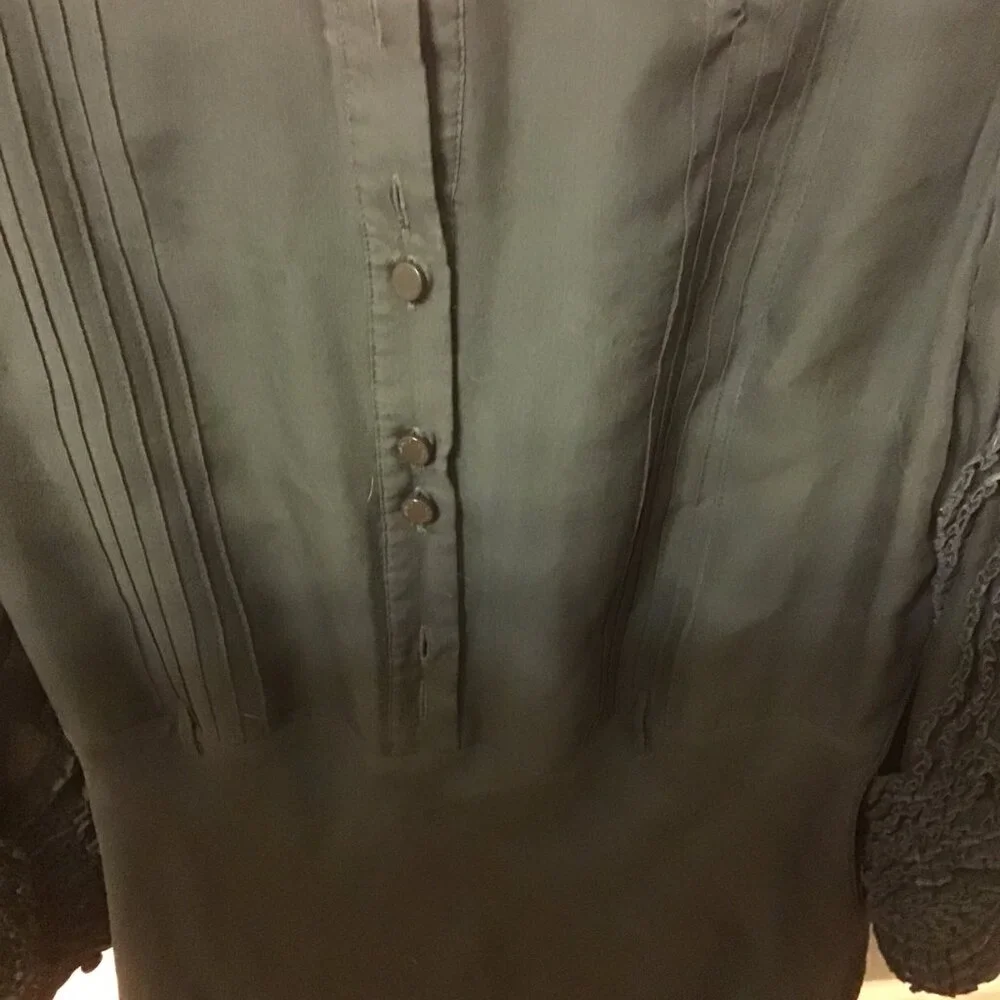 Catherine Malandrino Forest Green Dress with Shirred Sleeves - Picture 3 of 4